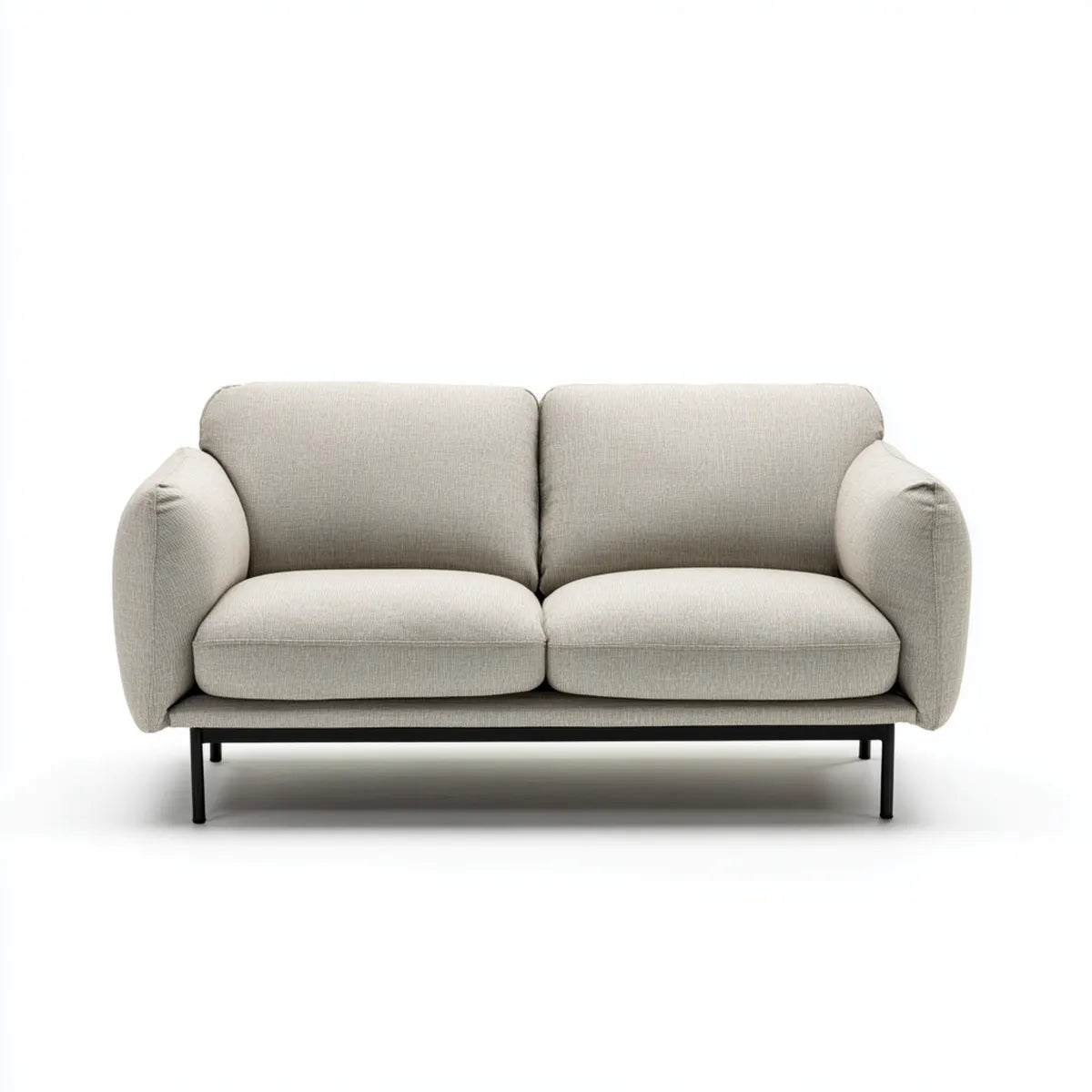 Sofa 2 beżowe fotele 160 x 85 x 80 cm w poliestrze o prostokątnej konstrukcji