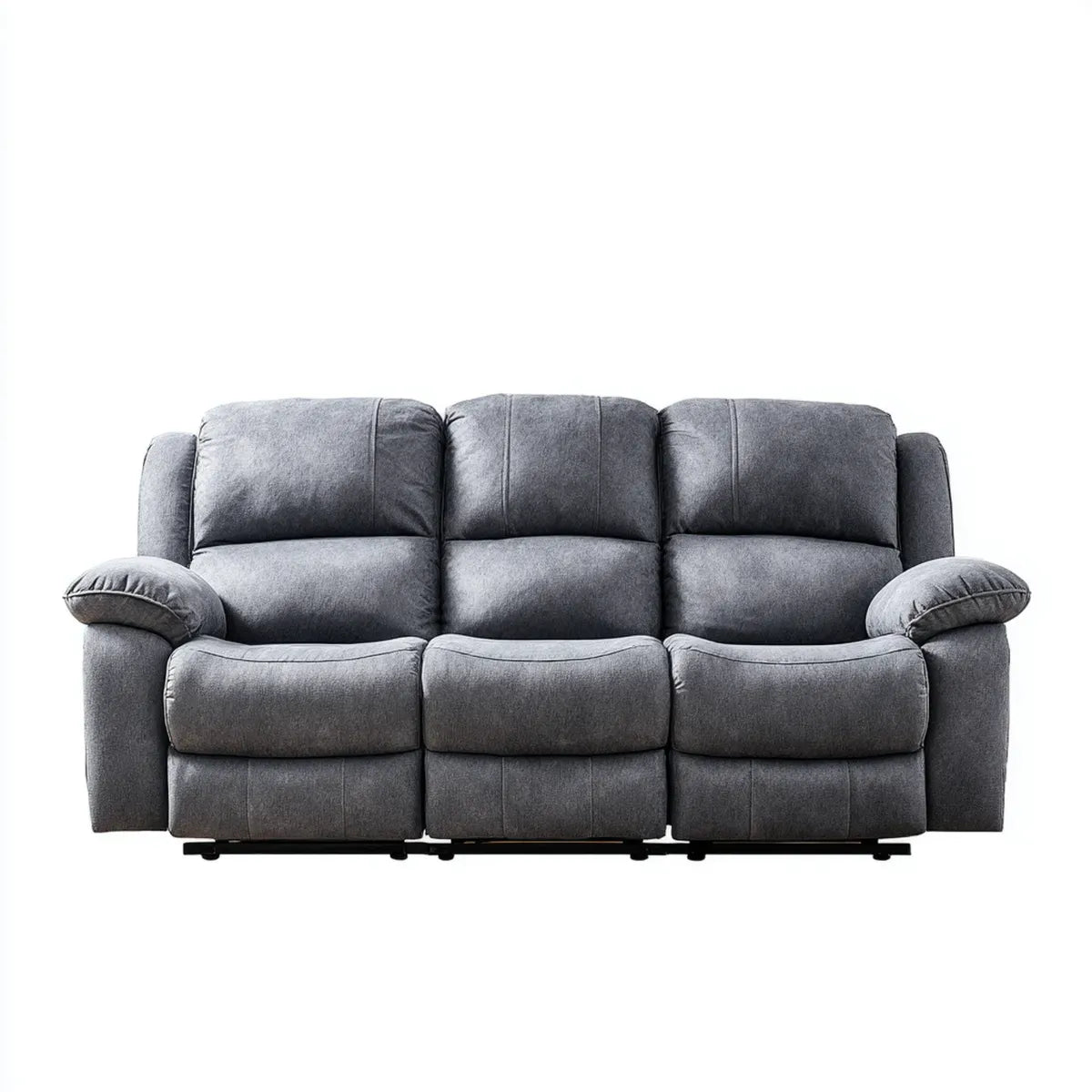 Sofa, Oprawa sofa 3 miejsca szary w mikrofibrze prostokątnego poliestru 210 x 95 x 102 cm