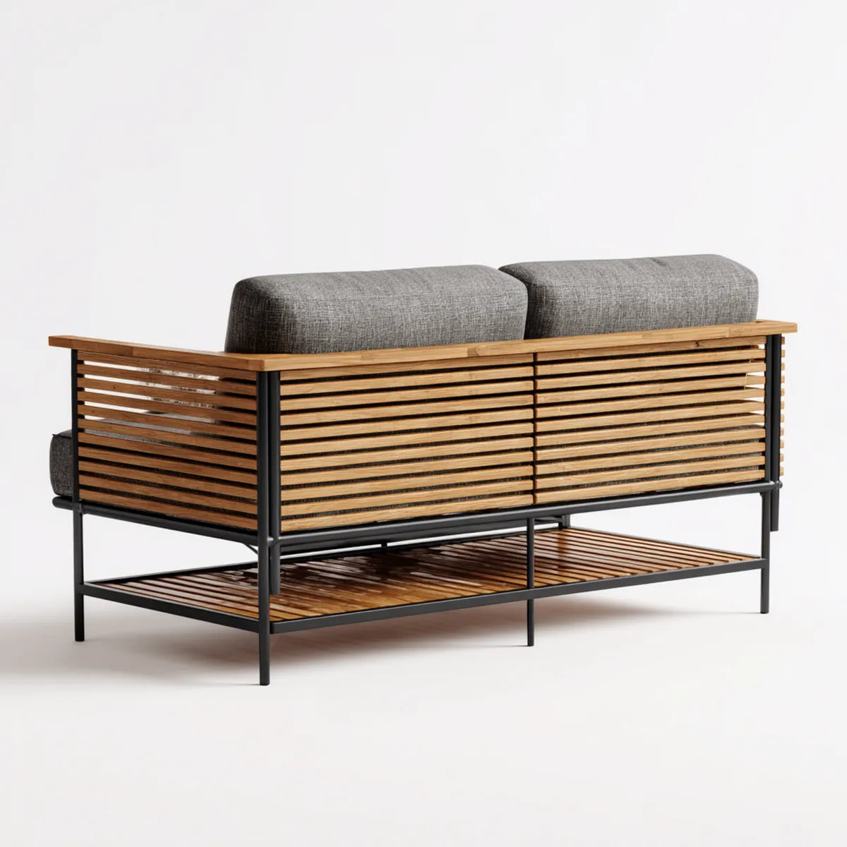Sofa ogrodowa, Taras 2-osobowy sofa brązowy szary 140 x 75 x 75 cm stal tekowa prostokątna
