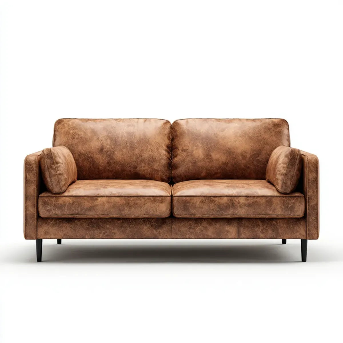 Sofa 2 brązowe miejsca 180 x 85 x 85 cm w prostokątnej skórze PU