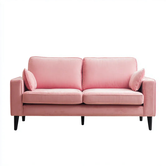 Sofa, 2-fotelowa sofa różowa 160 x 85 x 82 cm poliester włącznie prostokątna