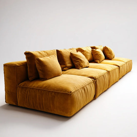 Sofa, 3 fotela w poliestrowym aksamicie 300 x 120 x 78 cm prostokątna
