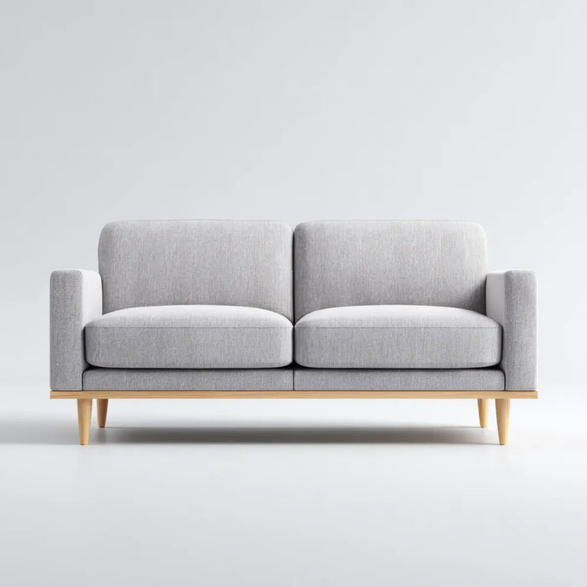 Sofa, Szara sofa poliestrowa o strukturze litego drewna 160 x 80 x 82 cm prostokątna