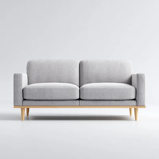 Sofa, Szara sofa poliestrowa o strukturze litego drewna 160 x 80 x 82 cm prostokątna