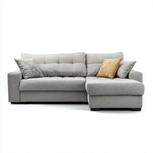 Sofa, Kanapa narożna 3 fotele z szewcem z prawej poliestru 250 x 160 x 88 cm L