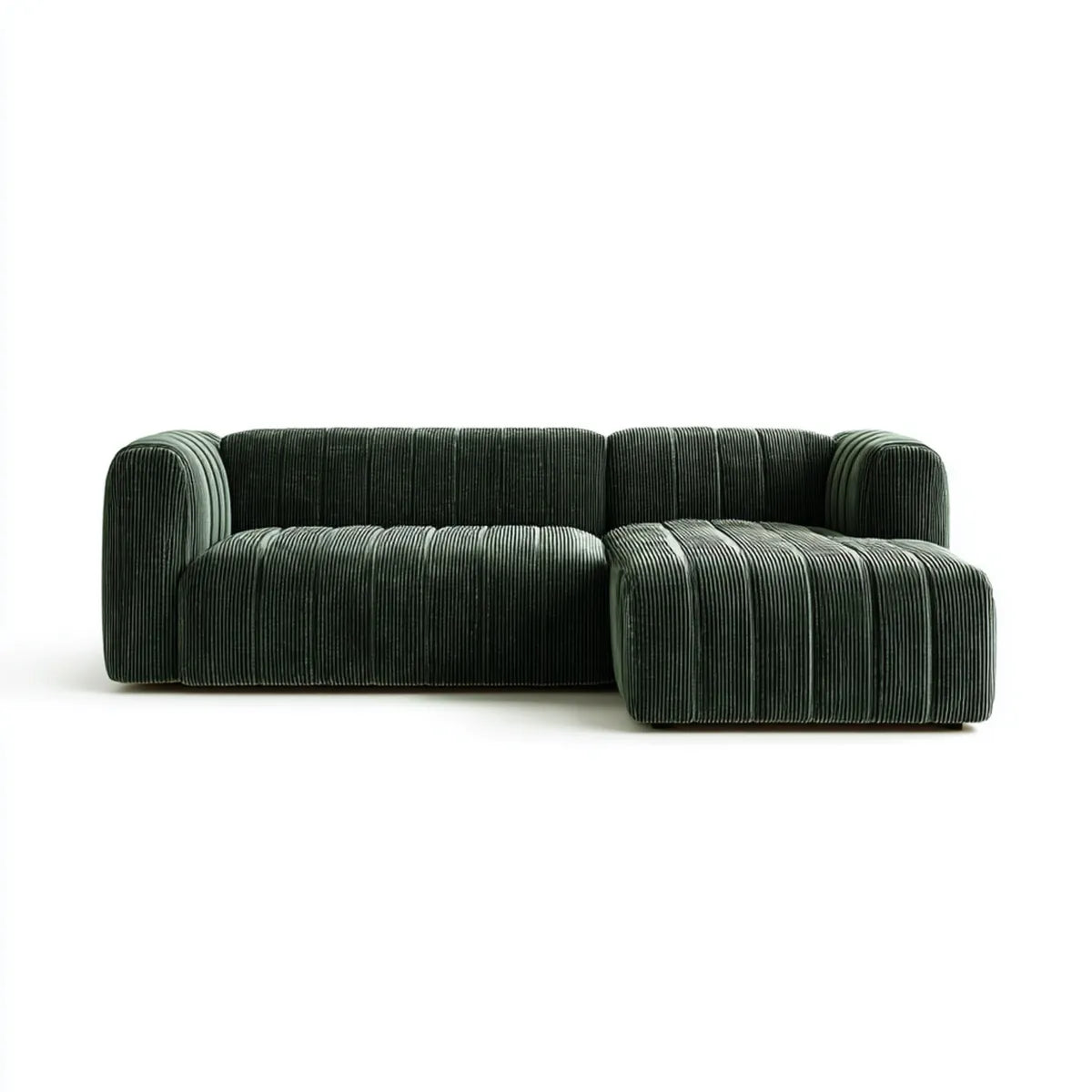 Sofa, 3 ciemnozielone sofa w poliestrowym aksamicie 240 x 100 x 75 cm