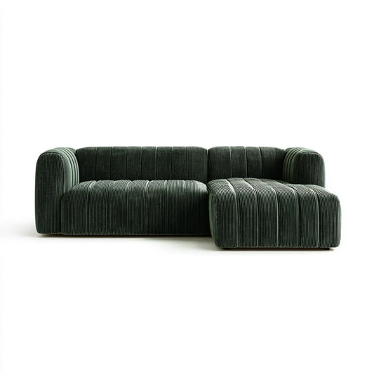 Sofa, 3 ciemnozielone sofa w poliestrowym aksamicie 240 x 100 x 75 cm