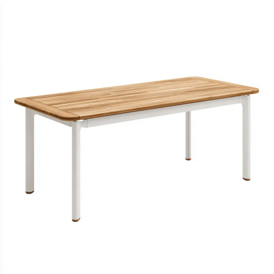 Stół do jadalni, Prostokątny stół naturalny i biały 160 x 90 x 75 cm w litej akacji i drewno aluminiowe