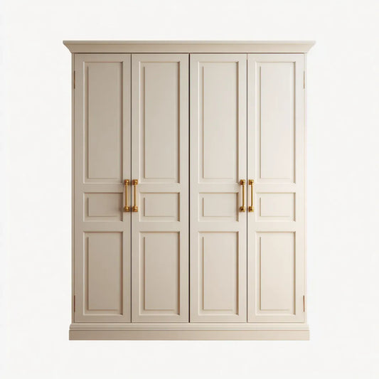 Szafa z 4 drzwiami uchylnymi Śmietanka białe złoto kolory 200 x 60 x 220 cm MDF prostokątna