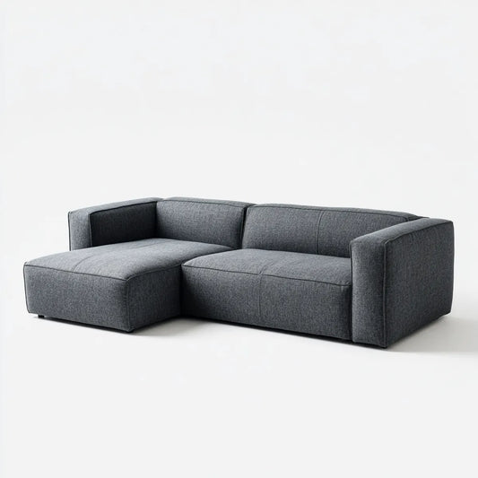 Sofa, Kanapa narożna z krzesełkowym longiem lewym szarym antracytem 230 x 150 x 85 cm poliestrowa powłoka L kształt