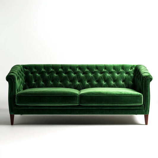 Sofa, Chesterfield zielony poliester aksamitna sofa prostokątna kształt 200 x 90 x 75 cm