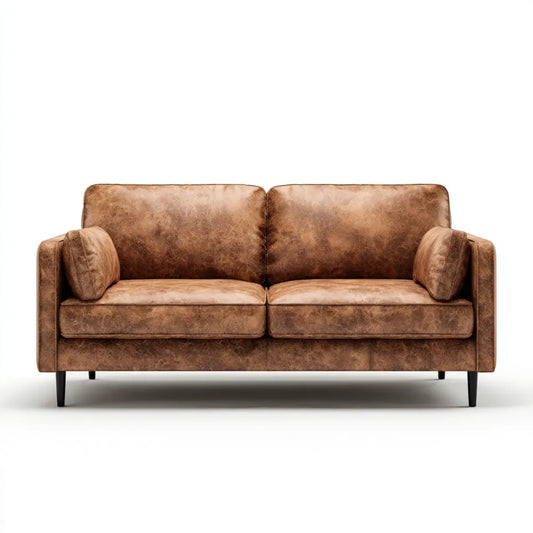 Sofa 2 brązowe miejsca 180 x 85 x 85 cm w prostokątnej skórze PU