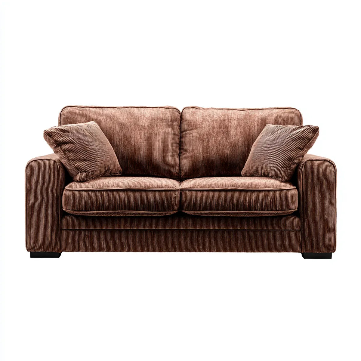 Sofa 2 brązowe, aksamitne fotele w poliestrze, z żebrowanymi żebrami 170 x 90 x 85 cm prostokątne