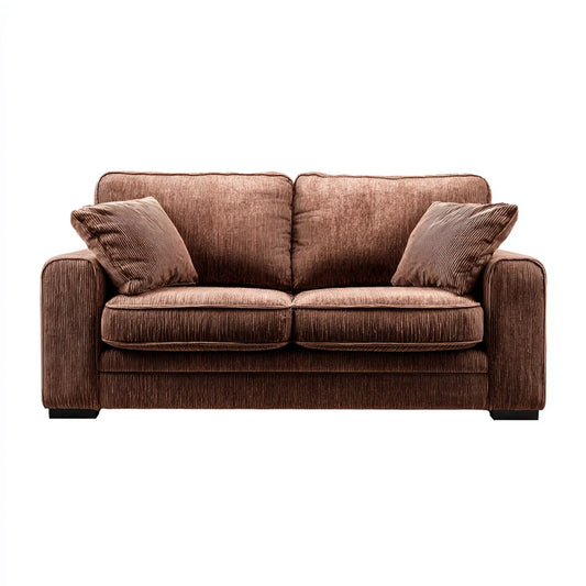 Sofa 2 brązowe, aksamitne fotele w poliestrze, z żebrowanymi żebrami 170 x 90 x 85 cm prostokątne