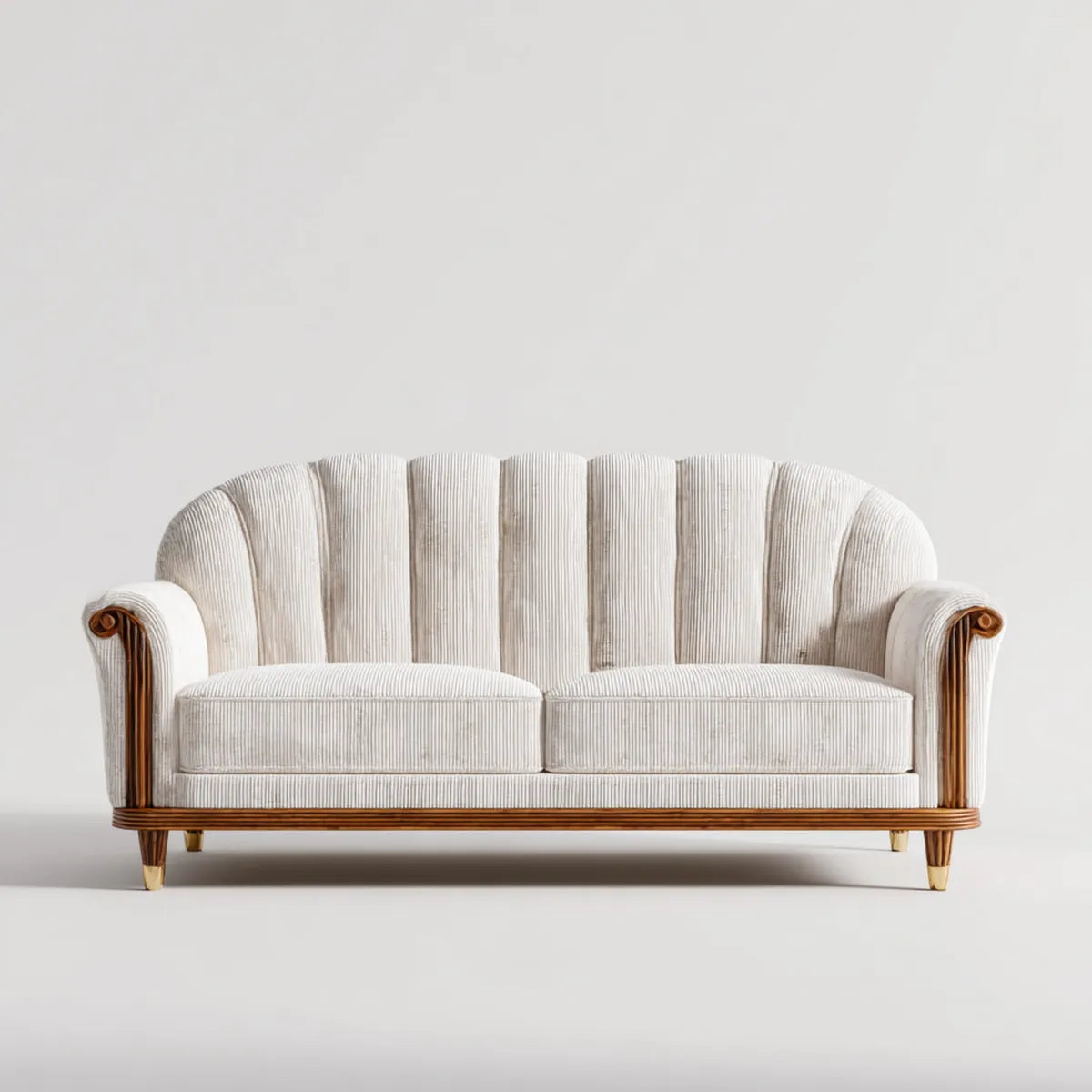 Sofa 2 krem z filtrem z poliestru i rattanu, z wstążką 160 x 80 x 85 cm