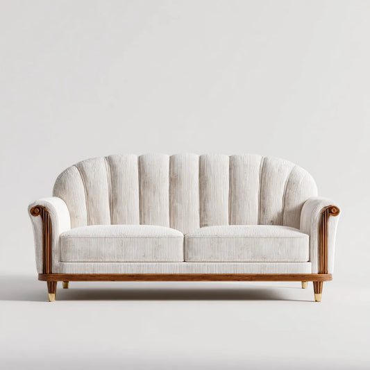 Sofa 2 krem z filtrem z poliestru i rattanu, z wstążką 160 x 80 x 85 cm