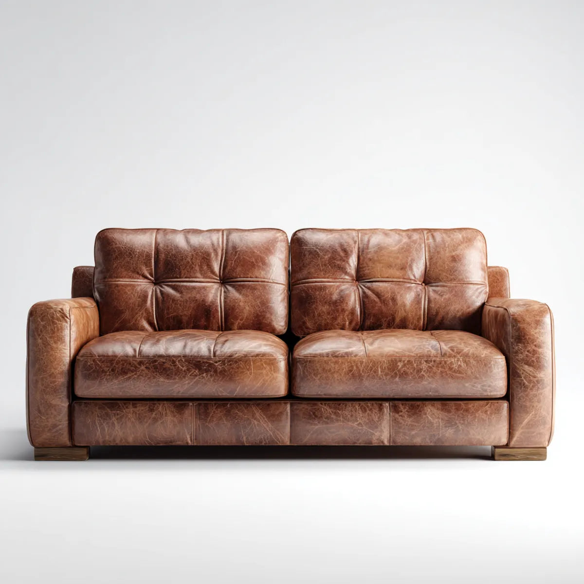 Sofa 3 brązowe siedzenia 220 x 90 x 85 cm w prostokątnej skórze PU