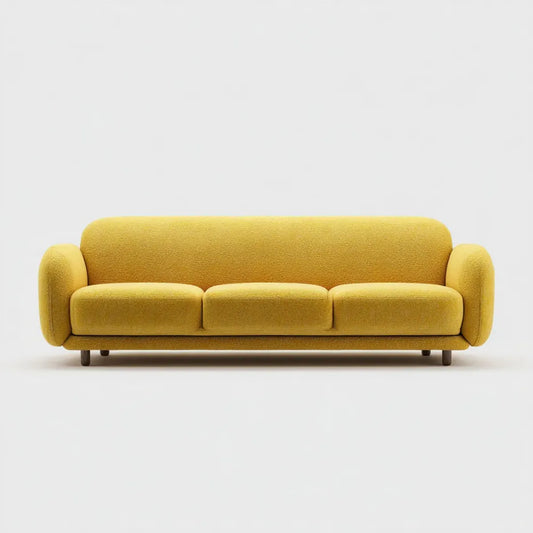 Sofa 3 miejsca żółty musztarda poliester 210 x 90 x 78 cm