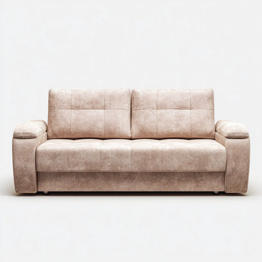 Sofa 2 beżowe fotele w syntetycznym prostokątnym poliuretanowym prostokątnym 190 x 90 x 88 cm