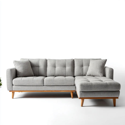 Sofa, Kanapa narożna 3 fotele z szewcem z prawej poliestru 250 x 160 x 84 cm L
