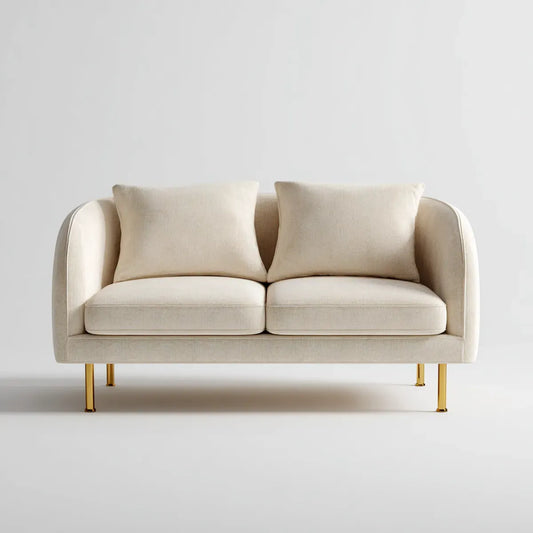 Sofa 2 beżowe poliestrowe fotele ze złotymi nogami prostokątna kształt 150 x 84 x 82 cm