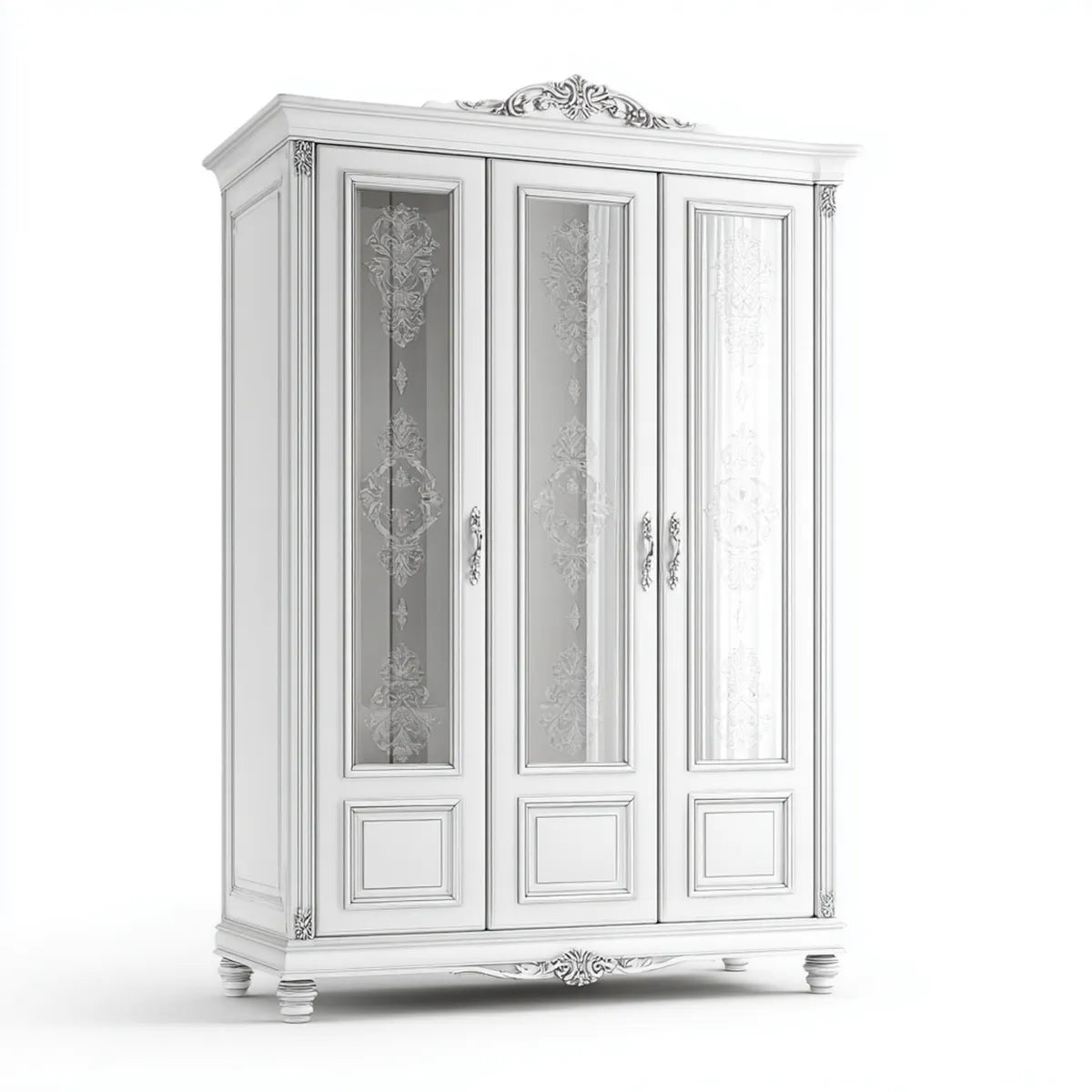Szafa z lustrami Biała srebro 160 x 60 x 220 cm MDF prostokątna